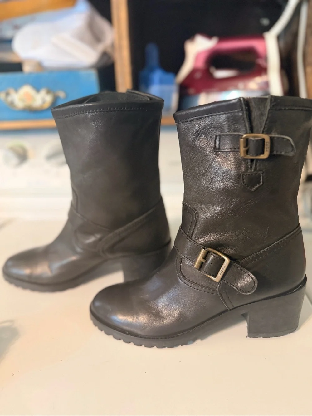 KORS Michael Kors Black Leather Moto Ankle Boots Women’s Size 6.5 Made In Italy